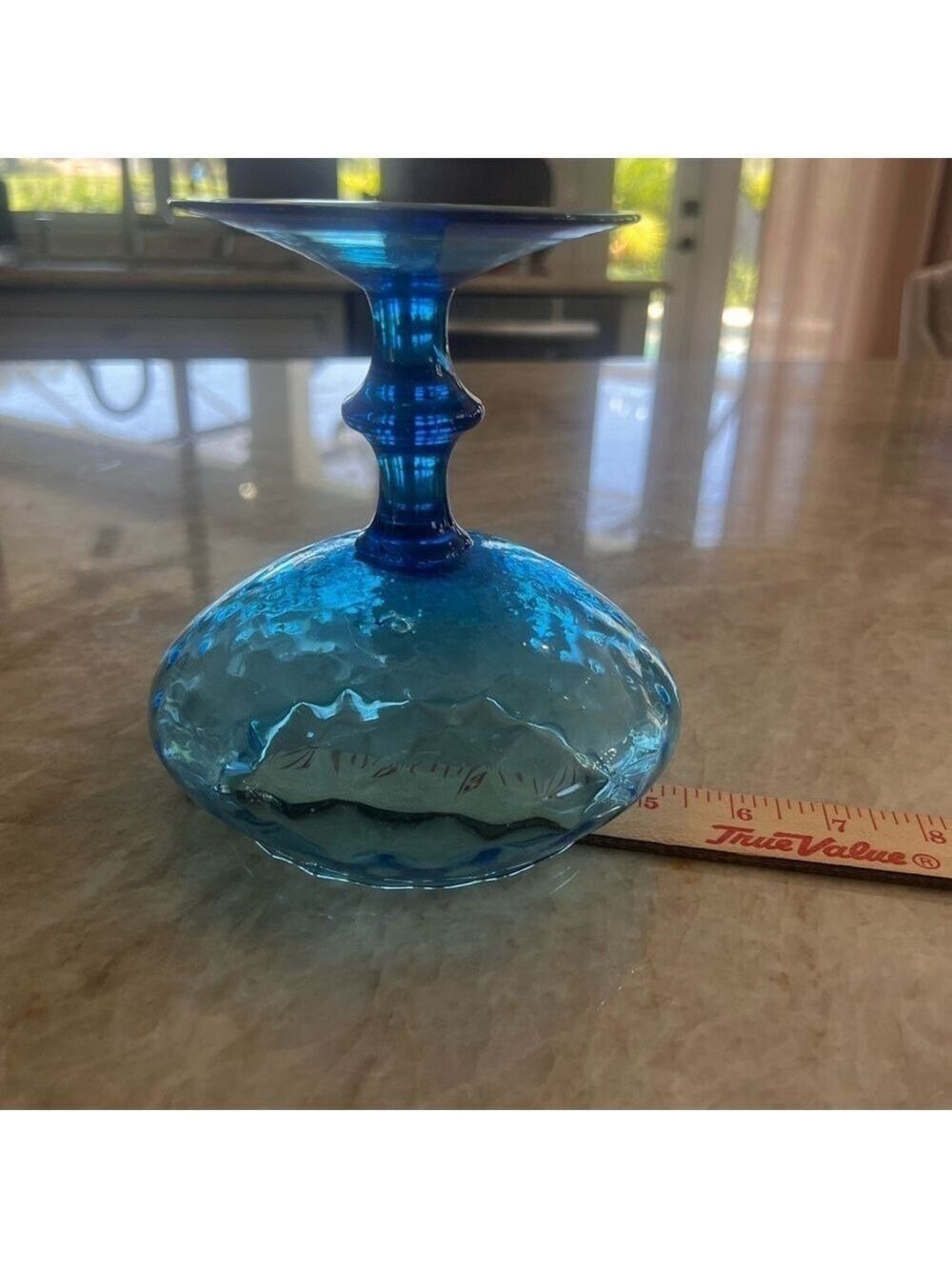 Blue bohemian optic compote - Picture 6 of 6